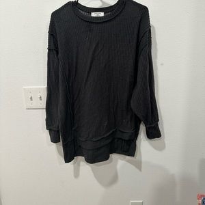 Waffle knit oversized sweater